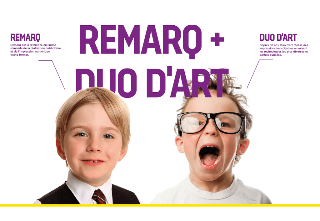 Remarq rachète duo d’art. duo d'art l'enfant terrible de la sérigraphie et Remarq le premier de classe de la signalétique et de la communication visuelle.