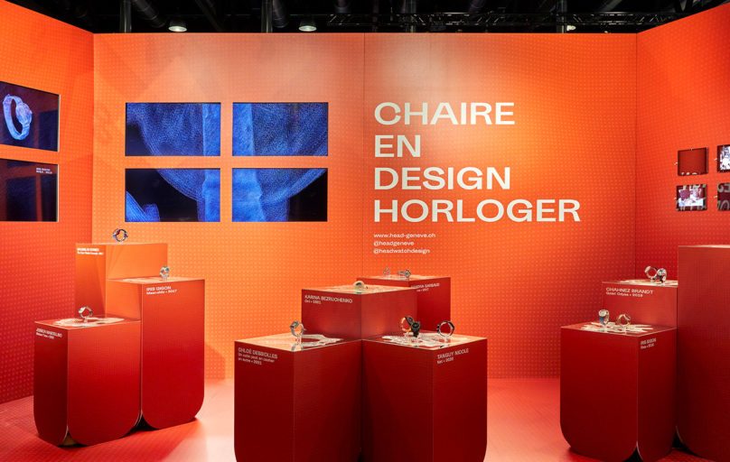 photo du stand d'exposition réalisé par remarq pour l'école HEAD lors de Time to Watches à Genève